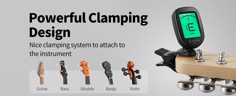 Donner Guitar Tuner Clip on-Accurate Chromatic,Acoustic Guitar Bass Violin Ukulele Tuner DT-2