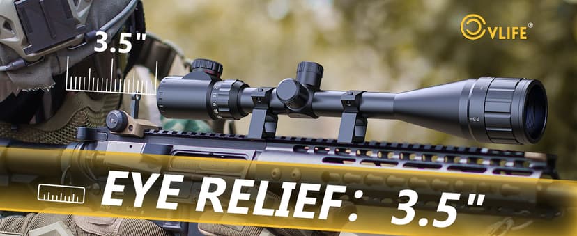 CVLIFE Rifle Scope 6-24x50 AO Red and Green Illuminated Long Range Scope for Hunting with Scope Rings