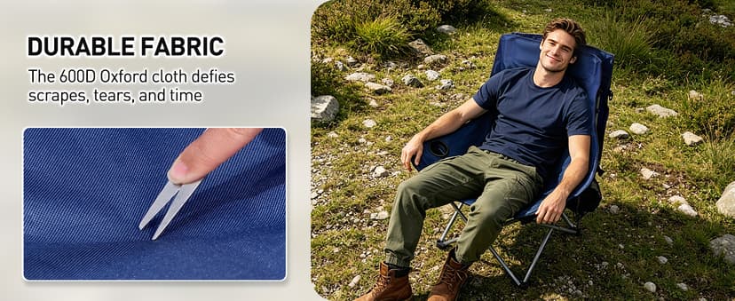 East Oak Oversized Camping Chair with Canopy | 400 LBS Heavy Duty Folding Beach Chair with Canopy Shade, Roomy Seat, Full Sun Protection, Ample Storage | Canopy Chair for Outdoors
