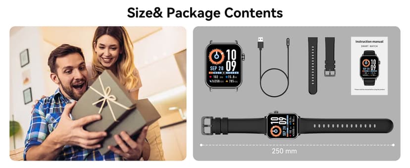 Smart Watches for Men Women, 1.83" HD Touchscreen Fitness Tracker with Bluetooth Calls, IP68 Waterproof, 120+ Sport Modes, 7-Day Battery, 24/7 Heart Rate & Sleep Monitor for iPhone Android iOS (Black)