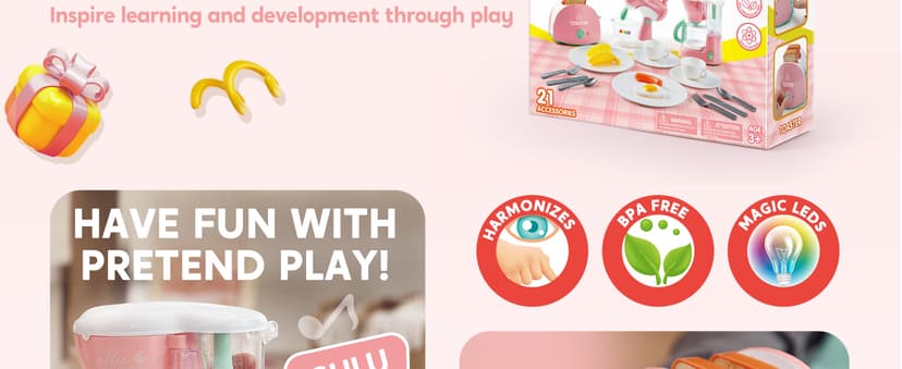 Joyin Play Kitchen Toys, Pretend Food Kitchen Accessories Girls Toy with Coffee Maker, Mixer, Toaster with Realistic Lights& Sounds, Birthday Gift for Kids B0CLVF5HM5