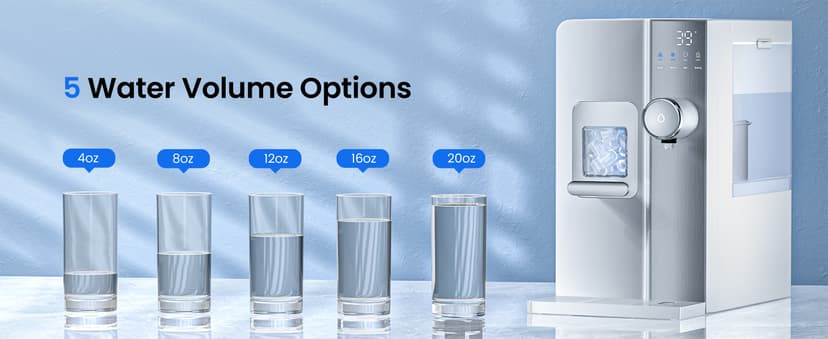 3-in-1 Countertop Water Bar with Ice Maker, Hot & Cold Water Dispenser, 7-Stage Filter, 7 Temp Settings, 5 Volume Options, No Installation, Portable Water Station for Kitchen, Office, RV