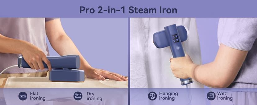 Steamer for Clothes,Sundu Portable 2-in-1 Travel Steamer&Iron,15s Fast Heat-up,100ml Water Tank,Ironing Gloves,25 Min Powerful Continuous Steam,1200W&4 Modes Light Steam Iron for Travel&Home(Blue)