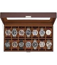 ProCase ProCase Watch Box, 6 Slot Watches Display Case with Drawer, Mens Watch Case with Glass Lid, 2-Layer Mens Jewelry Organizer Storage Holder, Birthday Valentine Gifts for Men -6 Slot, Black