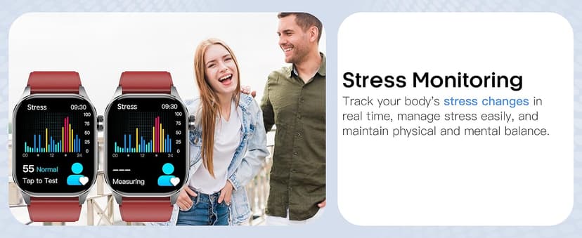 Advanced Health Smartwatch for Women Men with Real-Time Monitoring of Heart Rate, Blood Oxygen, Body Temperature, Blood Pressure, Sleep Auality and Stress Levels.Always-On Display, for Android & iOS