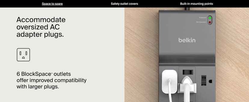 Belkin 12-Outlet Surge Protector Power Strip w/ 12 AC Outlets & 8ft Flat Plug, UL-listed Heavy-Duty Extension Cord for Home, Office, Travel, Computer, Laptop, Charger - 3,940 Joules of Protection