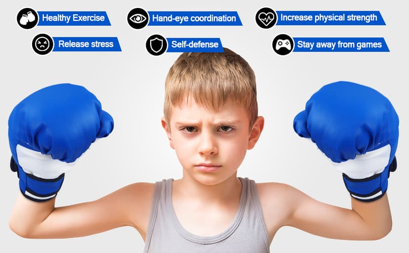 Punching Bag for Ages 3 4 5 6 7 8+ Years Old Kids, Boxing Bag Set Toy with Boxing Gloves, Height Adjustable Punching Bag, Sport Toy for Boys & Girls, Ideal Christmas Birthday Gift for Kids