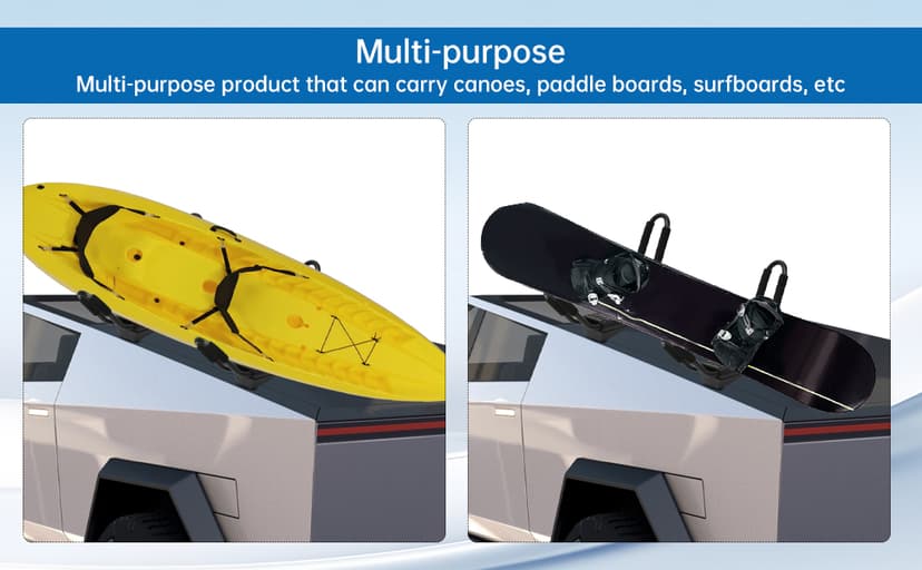 Kayak Roof Racks for 2 Kayaks Compatible with Cybertruck - Heavy Duty Kayak Rack Include Two Sets of Straps for Cars, Easy to Mount J-Bar Style Carriers for Canoes Kayaks Paddle Boards and Surfski
