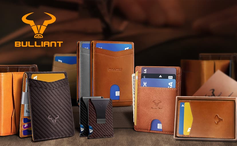 BULLIANT Men Wallet, Slim Leather Wallet Front Pocket Card Holder Gift For Men 11 Slots RFID Blocking