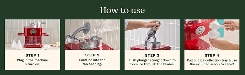 Cuisinart Snow Cone Machine, Home Shaved Ice Maker for Snow Cones, Snow Cone Maker with Reuseable Paper Cups, Makes 5 Icy Cones for Slushies, Frozen Drinks , Red, SCM-10P1