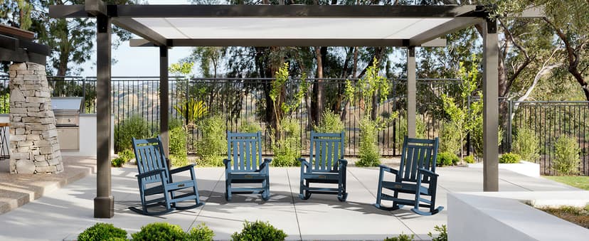 SERWALL Oversized Outdoor Rocking Chair Set of 2, HDPE Rocker for Adults, Patio Rocking Chairs for Porch, Blue