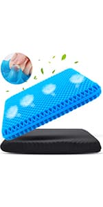 KYSMOTIC Gel Seat Cushion for Long Sitting (Large & Thick), Soft & Breathable, Gel Cushion for Wheelchair, Gel Chair Cushion for Hip Pain, Gel Seat Cushion for Office Chair (Black Cover)