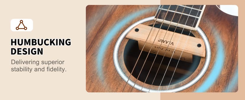 RIVVTA Acoustic Guitar Pickup Guitar Pickups Acoustic Pickup with Volume Tone Control for Standard Steel String Acoustic Guitars(Natural Beech)
