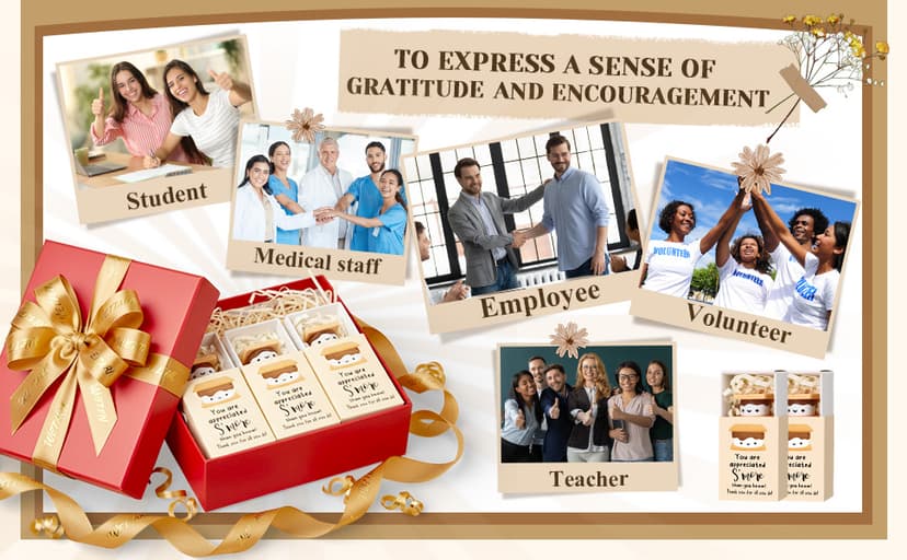for Food Service Week Customer Service Week Vet Tech, Office Party Favor with Box, Thank You for Coworker Staff Team Teacher Wettarn 24 Sets Employee Appreciation Gifts S'more Gift Bulk, Marshmallow B0DLNH8JPN
