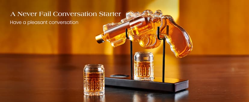 Birthday Gifts for Men Dad, Kollea Gun Whiskey Decanter Set with Shot Glass, Cool Anniversary Christmas Gifts Ideas for Him Husband Brother, Funny Military Retirement Present, Home Bar Drinking Party