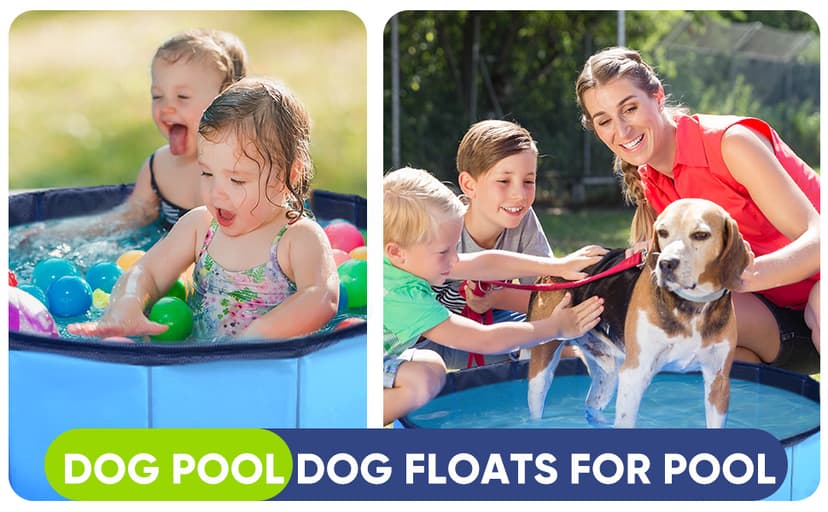Dog Pool, Foldable Pet Swimming Pool with 6mm High-Strength PP Board, Hard Plastic Collapsible Doggy Pools for Small Dogs Kitty Duck,Non-Slip Doggie Bathtub Quick to Set Up and Drainage Hole(32x8in)