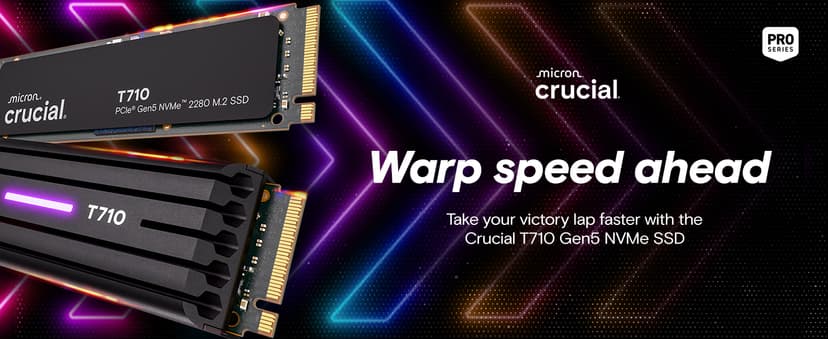 Crucial T710 PCIe Gen5 NVMe 1TB SSD, Up to 14,900 MB/s, Laptop & Desktop Compatible (PC), for Creatives and Hardcore Gamers, Solid State Drive, Includes 1Mo Adobe CC – CT1000T710SSD8-01