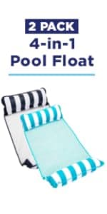 Aqua Original 4-in-1 Monterey Hammock Pool Float & Water Hammock – Multi-Purpose, Inflatable Pool Floats for Adults – Patented Thick, Non-Stick PVC Material – Navy