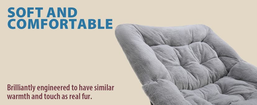 Oakham Comfy Chair for Adults, Soft Faux Fur Folding Lounge for Bedroom Living Room Dorm Rooms Flexible Reading Chair for Teens Kids, X-Large Foldable (Faux Fur-Grey)