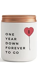 One Year, 1st, 1 Year, First Anniversary Candle Gifts for Him Her Couple- Best Happy Paper Anniversary Girlfriend Boyfriend Wife Husband Romantic Gift