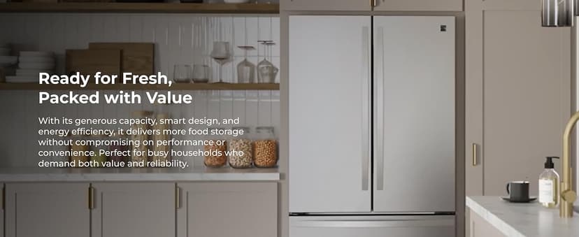 Kenmore 36" French Door Refrigerator with Freezer - Accela Chill, Adjustable Shelving, Humidity Controlled Crispers, ENERGY STAR Certified, 20.3 cu. ft. Capacity, Fingerprint Resistant Stainless Steel
