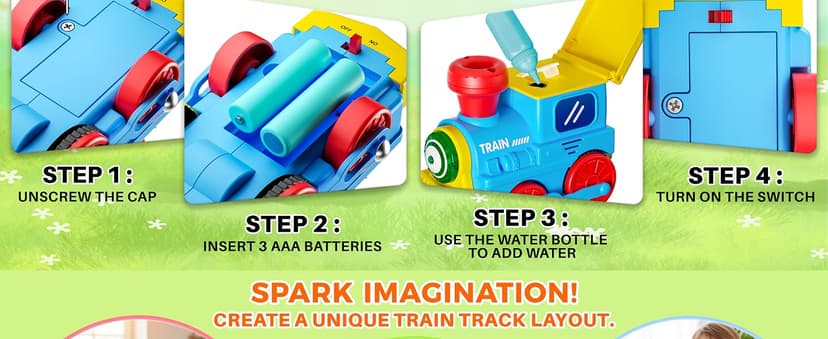 Train Set for Toddlers w/Steam, Music & Lights - Electric Train Toys for Kids w/Tracks Accessories, Including 3 Dinosaur Car and 3 Trailer; Gifts for 1-3 4 5 6+ Years Old Boys Girls