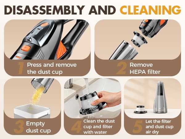 Handheld Vacuum Cordless 25000PA Powerful Suction, Portable Car Vacuum, 3 in 1 Hand Held Vacuum Rechargeable 8000mAh with LED Light, HEPA Filter, Home, Car Seats, Office, Pet Hair, Dust Buster