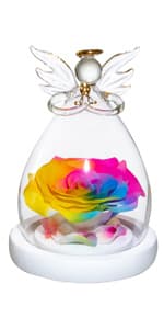 Preserved Real Roses with Colorful Mood Light Wishing Bottle, Eternal Rose,Never Withered Flowers, Table Decor,Christmas Anniversary Valentine's, Blue 4.3inch, 1pcs B07DT2GBT2