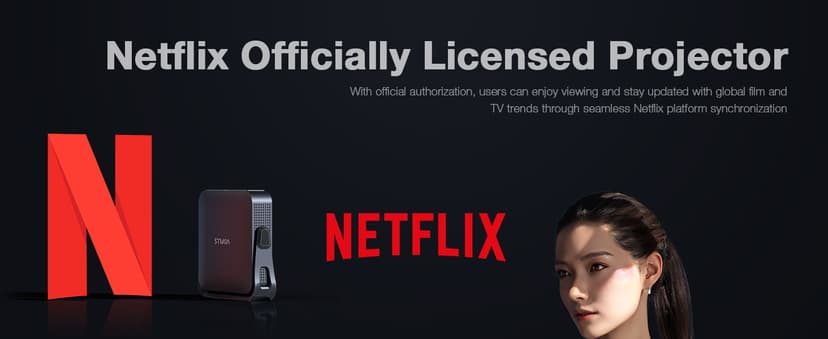 【Thinnest & Netflix-Licensed Projector】Smart Mini Projector with WiFi and Bluetooth, Auto Focus & Keystone Portable Outdoor Projector, VOPLLS Native 1080P 4K Supported Home Movie Projector(black)