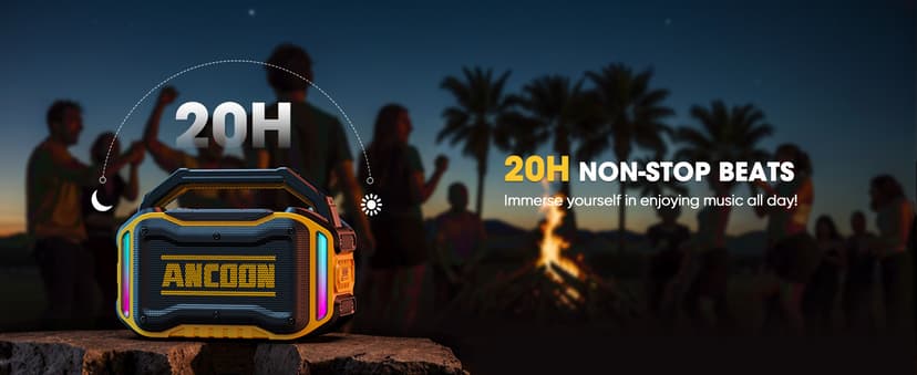 Speakers Bluetooth Wireless: 80W(Peak) Loud Speaker with Bass, 20H Playtime, IPX6 Waterproof, Large Jobsite Speakers for Work, Outdoor, Workshop, Garage, Portable Speaker with TWS (Black)