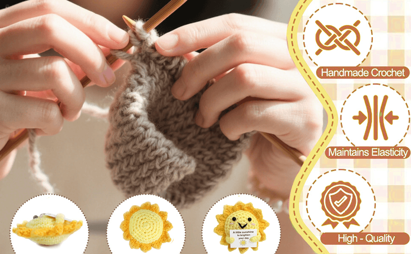 Emotional Support Sunshine with Inspiring Affirmation Card, Thoughtful Stress Relief Present, Cute Birthday Gift for Coworker Handmade Positive Energy Crochet Sun Gift for Women & Men Office Desk Decor B0FMWRB7JH