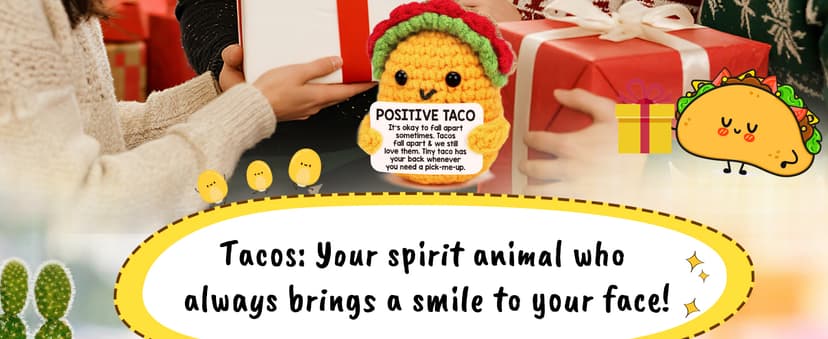 Mini Emotional Taco Support Funny Birthday Gifts for Women Men Mom Dad Husband Daughter Sister Friend Coworker Inspirational Relaxation Gifts Positive Crochet Animals Party Favors Christmas Stuffer