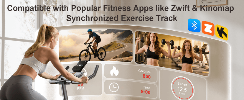 Exercise Bike for Home – 350LB Indoor Cycling Bike, Silent Stationary Spin Bike with App Sync, Adjustable Seat, LCD Monitor, Smooth & Quiet for Cardio Workout