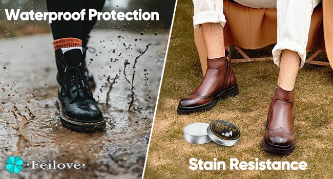 Feilove Leather Boot Care Kit – Mink Oil & Saddle Soap for Leather with Applicators & Cloths – 6-Piece Leather Shoe Care Kit for Cowboy Boots, Work Boots, Shoes & Tack