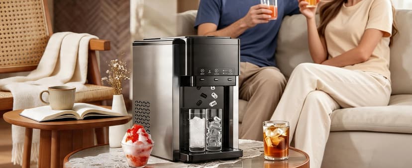 3-in-1 Water Dispenser with Ice Maker,Countertop Nugget Ice Machine with Bullet & Crushed Ice,44Lbs/24H,12 Ice Cube/6Min, Self-Cleaning, 4Lbs Storage, Home, Kitchen,RV (Silver) (Silver)