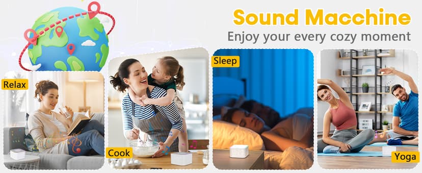 Wkzay White Noise Sound Machine: 30 Non-Looping Sleep Sound Therapy for Adults - Noise Canceling for Bedroom, Adjustable Night Light & Timer, Built-in Alarm Clock