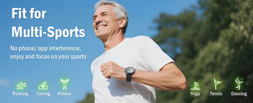 EZON Heart Rate Monitor and Chest Strap, Exercise Heart Rate Monitor, Sports Watch with HRM, Waterproof, Stopwatch, Hourly Chime T007