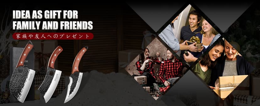 Huusk Butcher Knife Set Hand Forged Serbian Chef Knife Viking Boning Knife Cleaver Knife 3PCS Kitchen Knife Set for Meat Cutting Home & Outdoor Cooking BBQ Knives Gift for Men