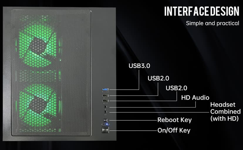 ALCPOK PC Gaming Desktop AMD Ryzen 7 5700G RAM 16G 3200MHz DDR4 1TB M.2 Prebuilt Computer Tower 550W Bronze Power Supply ARGB Air Colling Computer for Office Game