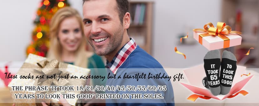 40th 50th 60th Birthday Gifts for him,Men 40th 50th 60th Birthday Decorations, Funny Black Crew Cotton Socks