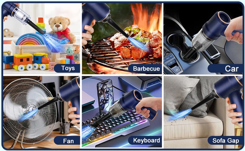 KMM Handheld Car Vacuum Cleaner, 9000Pa Vacuum Cleaner and Air Duster, 120W High Power Hand Held Vacuum with LED Light and Multi-Nozzles for Car, Home, Office, Pet