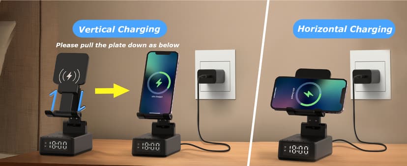 Birthday Gifts for Men Women,6-in-1 Cell Phone Stand Holder with Wireless Bluetooth Speaker & Wireless Charger,Alarm Clock for iPhone,HD Surround Sound Portable Bluetooth Speaker Gifts for Him Her