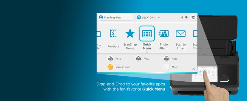 ScanSnap iX2500 Photo Edition Wireless or USB High-Speed Cloud Enabled Photo, Document & Receipt Scanner with Large 5" Touchscreen for Mac or PC, Black