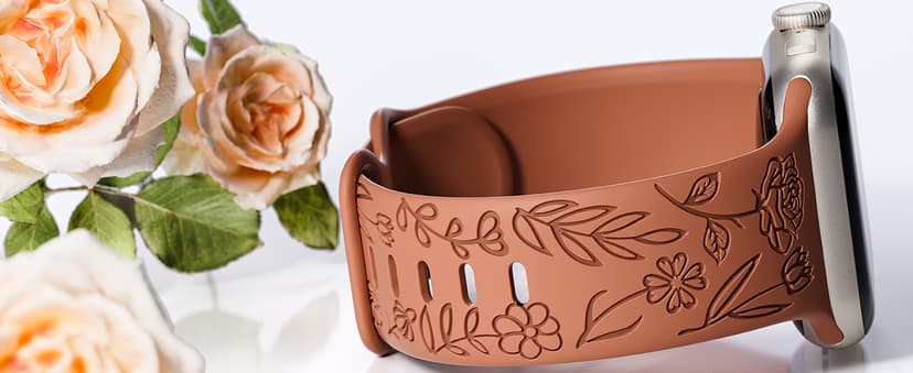SNBLK 6 Pack Floral Engraved Bands Compatible with Apple Watch Bands 40mm 41mm 42mm 38mm 44mm 45mm 46mm 49mm Women Men, Silicone Flower Pattern Strap for iWatch Series 11 10 Se Ultra 9 8 7 6 5 4 3 2 1