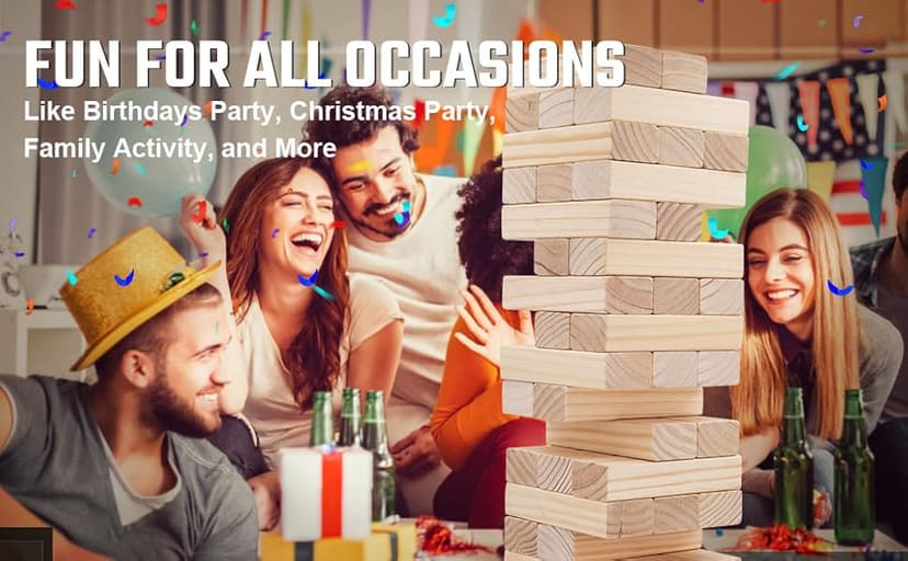 Giant Tumble Tower Games for Kids and Adults 57 Blocks New Zealand Pine Wooden Blocks Stacking to Over 4.2FT Family Game for Indoors Outdoors Yard Games for Family