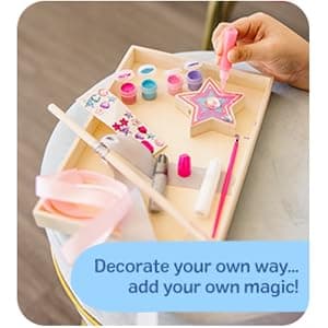 27 Piece Arts & Crafts Activity, Princess Pretend Play, Wooden Star, Paint, Gems, Ribbons, Preschool Toys for Kids, Ages 4+ Melissa & Doug Created by Me Princess Wand Wooden Craft Kit B00S6UZUSS