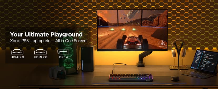 KOORUI 24" Gaming Monitor,180Hz 1ms Fast IPS Monitor, 1440P HDR400 Display, 90% DCI-P3 Color Gamut, Adaptive Sync, Slim Frame, VESA Mountable, HDMI 2.0, DP 1.4, G2421V