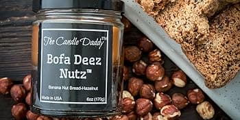 Bofa Deez Nutz- Funny- Banana Nut Bread n Hazelnut Vanilla- Scented Candle- Double Pour- 6 Ounce- 40 Hour Burn Time