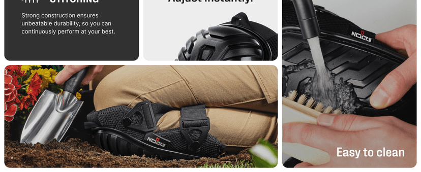 NoCry Professional Gel Knee Pads for Work with Soft Foam and Gel Cushion — Heavy Duty Cap, Reinforced Adjustable Straps, Military-Grade Rivets and Built-in Hang Loops — Perfect for Construction