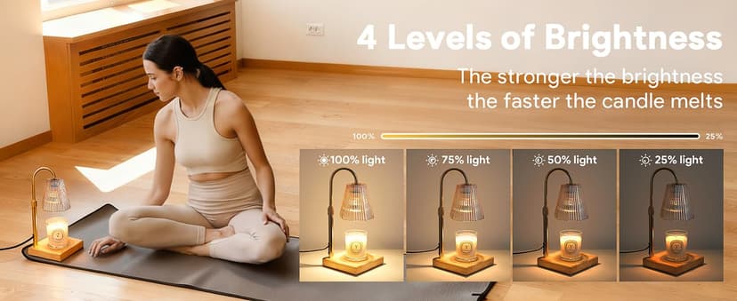 Candle Warmer Lamp with Timer, Dimmable Candle Warmer for Home Decor, Birthday Gifts for Women, Adjustable Height Wax Melts Warmer with 2 Bulbs